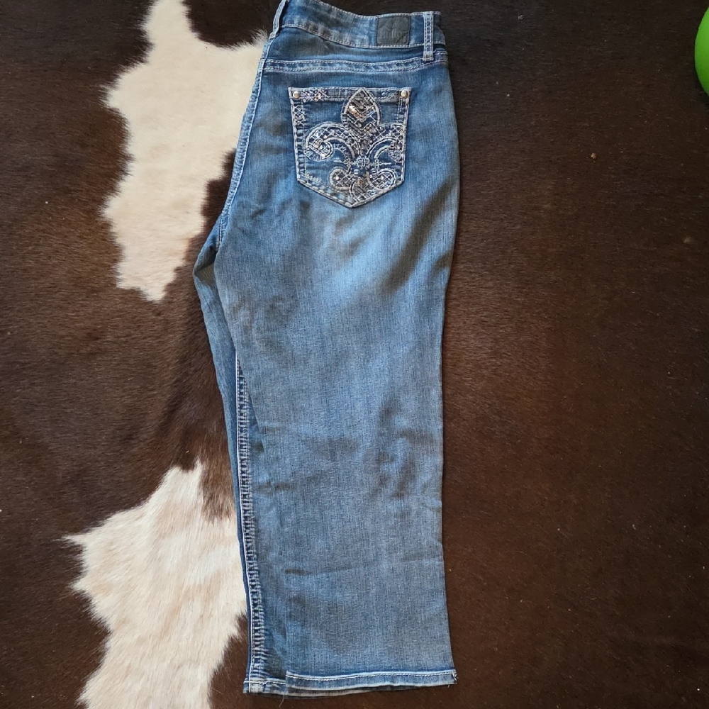 Love Indigo Straight Leg Jeans with Embellished Pocket